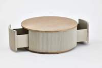 Skandi navis cher minimalisti scher Luxus-Eichenholz aus runder Couch tisch mit Schubladen Kaffee sagt für Wohnzimmer