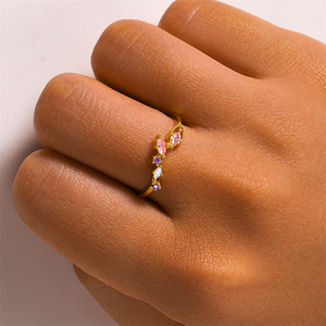 CANNER Nuevo Juego de Anillos Apilables Abiertos con Piedras Preciosas de Colores, Circonita, Diseño Geométrico de Flor, Lazo y Corazón de Cereza para Mujeres y Niñas - Product Image 4
