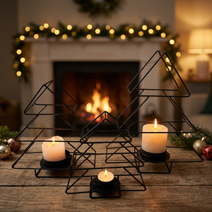 Sonnet Decor Handmade <b>Tree</b> & Star Shape Black Powder Coated Iron Lantern with 1 Color Digital Printing Home <b>Christmas</b> Decor - Product Image 3
