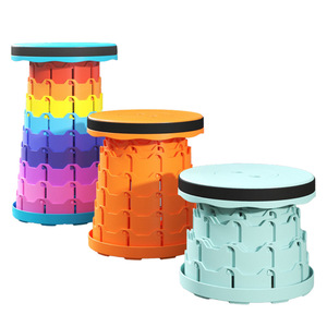 Folding Telescopic <b>Stool</b> <b>Plastic</b> Round Foldable Height Adjustable Garden Chair Outdoor Travel Use - Product Image 2