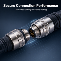 Serie M12 Conector industrial a prueba de agua de 17 núcleos Enchufe de aviación Cabeza hembra Moldeo por inyección con contacto de cobre Estándar IP67