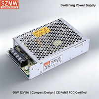 S-60-12 SZMW 60W LED-Netzteil mit Gleichmäßigem Spannungsausgang für Kommerzielle Lichtstreifen, Beschilderungen und Mittelgroße bis Kleine Beleuchtungsprojekte