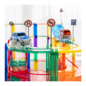 MNTL giocattoli da costruzione ferroviaria per bambini giocattoli da corsa magnetici da corsa per auto da corsa elettrica per <span class=keywords><strong>pista</strong></span> di avventura - Product Image 1