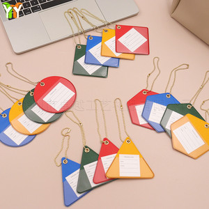 Étiquettes de bagages en cuir PU en stock, étiquettes de bagages à commande par tension, étiquettes d'information, étiquettes d'embarquement simples et portables - Product Image 1