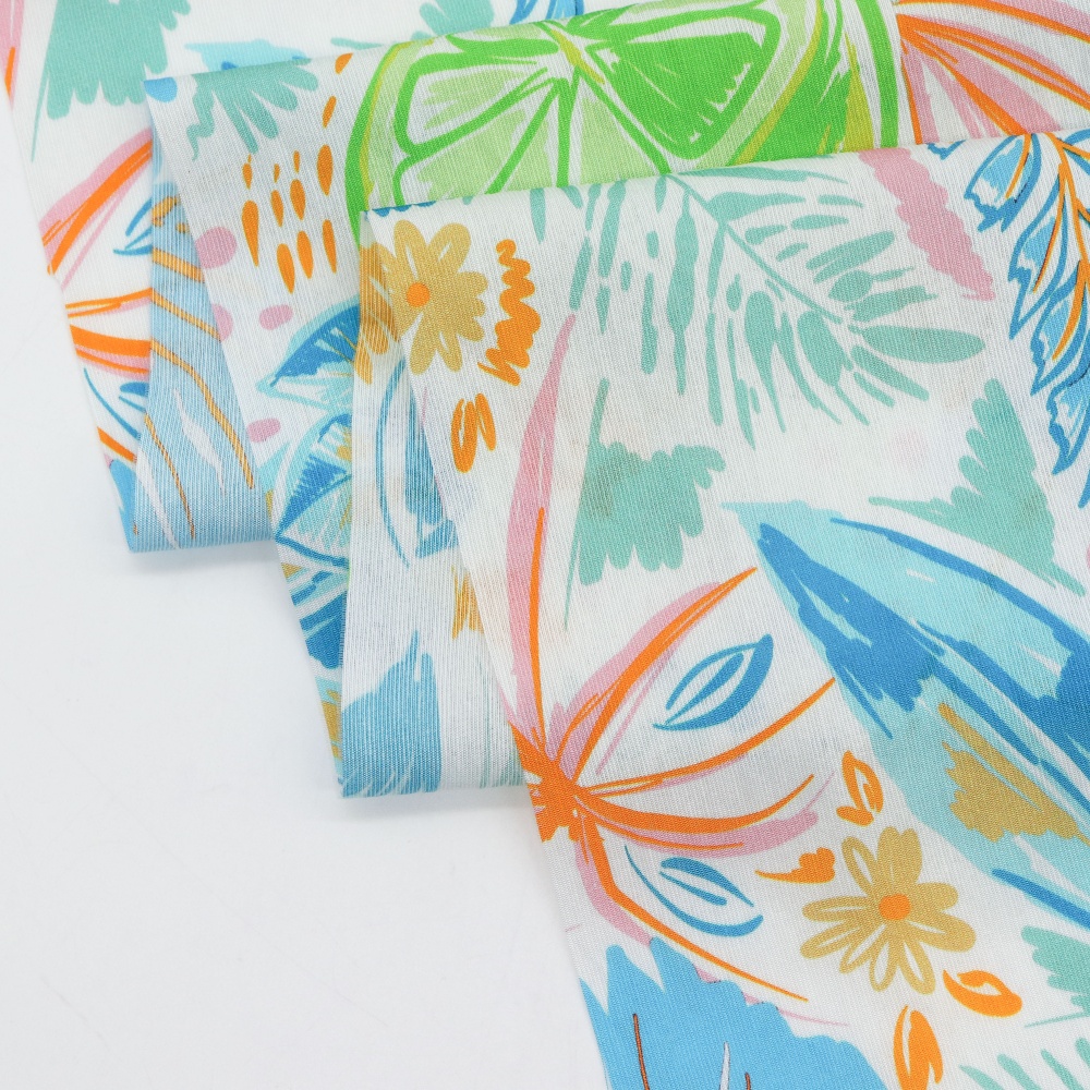 Silky Soft 80% Rayon 20% Nylon Fabric 95gsm Digital Print 20D*21S Plain Weave Lightweight Breathable Textile for Dress Blouse