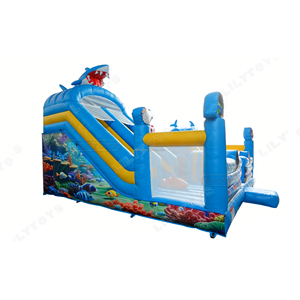 Castillo Inflable con Tobogán Doble y Pista <span class=keywords><strong>de</strong></span> Obstáculos Lilytoys Shark Ocean, Jumper <span class=keywords><strong>de</strong></span> PVC Comercial con Certificación CE - Product Image 2