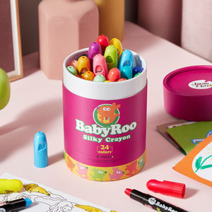 儿童真丝蜡笔可洗旋转迷你夹子蜡笔水溶性油画棒套装蜡笔 - Product Image 4