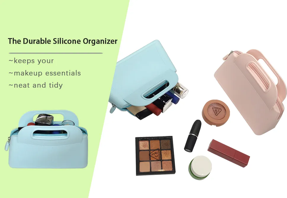 Borsa cosmetica in Silicone portatile impermeabile di medie dimensioni classica e minimalista con cerniera per donna