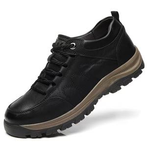 Zapatos de Hombre con Cordones, Estilo Casual Deportivo, de Cuero Marrón, con Tacón Medio, Forro de Malla Transpirable, para Caminar al Aire Libre, Viajar - Product Image 5