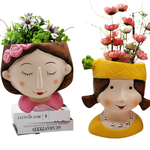 Maceta bonita para plantas, macetas <span class=keywords><strong>de</strong></span> cerámica, maceta en Forma <span class=keywords><strong>de</strong></span> cara con diseño <span class=keywords><strong>de</strong></span> muñeca para plantas suculentas en la mesa <span class=keywords><strong>de</strong></span> escritorio <span class=keywords><strong>de</strong></span> la sala <span class=keywords><strong>de</strong></span> estar o la decoración del hogar - Product Image 1