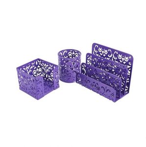 Ensemble de 3 organiseurs de bureau en métal - Trieur de courrier, porte-stylos, porte-notes adhésives - Product Image 2