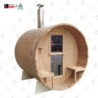 Vapasauna Promotion Cabine de sauna tonneau d'extérieur 6-8 personnes 1,8*3M, sauna finlandais traditionnel en bois avec véranda