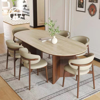 Ensemble de table et chaises de salle à manger ovales modernes en ardoise, style nordique, bois massif, luxe pour hôtel, restaurant