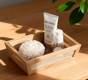 Scatola portaoggetti rettangolare in bambù con intreccio in rattan, ecologica, multifunzione, organizer per vestiti, capacità 6-10L, portata 5kg - Product Image 2