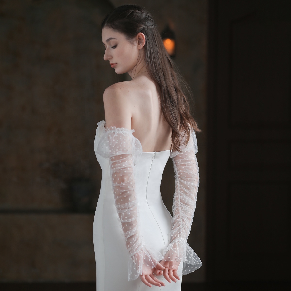 White Polka Dot Fingerless Bridal Gloves - Elegant Wedding Accessories for Bachelorette  Parties and Special Occasions