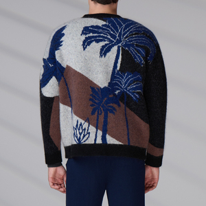 Veste en tricot personnalisée pour homme, col en V, motif jacquard, cardigan en laine d'hiver, pull en mohair avec boutons - Product Image 6