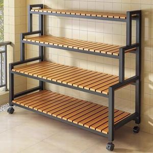 Étagère de rangement à plusieurs niveaux pour fleurs, de type rectangulaire, moderne, portable, pour balcon, salon, utilisation en extérieur - Product Image 2