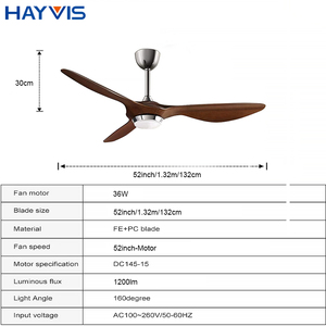 พัดลมเพดาน LED 52นิ้วแบบโมเดิร์นโคมไฟโลหะ DC 5ใบมีดสำหรับใช้ในบ้านห้องนอนห้องนั่งเล่นห้องรับประทานอาหาร - Product Image 3