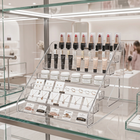 Présentoir à plusieurs niveaux en acrylique poli durable pour maquillage, soins de la peau et bijoux – Production OEM en gros