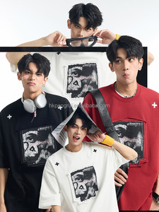 Personalized Patch Embroidery Short-sleeved <b>T</b>-<b>shirt</b> <b>Men's</b> American streetwear high 320G <b>heavyweight</b> loose-fitting top for <b>Men</b> - Product Image 2