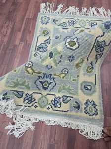 Tapis Oushak abstrait fait main en laine/soie, design moderne, tailles personnalisables 5x8 12x14, antidérapant, poils plats, rectangulaire, vente chaude - Product Image 4