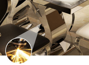 حار بيع أنيقة أثاث زفاف ساق فولاذ لا يصدأ غرفة الطعام الفضة قرص من الرخام للمنضدة الجدول - Product Image 4