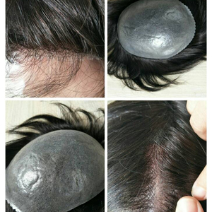 Linea sottile realistica naturale di toupee degli uomini dell'unità di elaborazione del peso leggero dei capelli indiani della parrucca 100% del sistema dei capelli della pelle di azione disponibile - Product Image 2