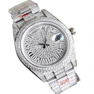 Montre Homme Quartz Iced-out en Acier Inoxydable avec Cadran en Verre, Style Hip Hop Sport Luxe, Automatique, Résistante à l'Eau 10 Bar, Bracelet Moissanite - Product Image 1