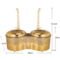 Chauffe-Plat de Luxe QY Doré 16L Grande Capacité en Acier Inoxydable avec Couvercle en Verre pour Buffet, Hôtels, Banquets et Mariages