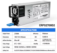 Système d'alimentation redondant GreatWall CRPS 2700W, 1+1, Plus Efficiency Platinum, double alimentation pour serveur informatique