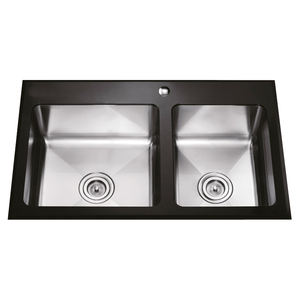Double bol en <span class=keywords><strong>verre</strong></span> trempé, évier de cuisine, italien - Product Image 1