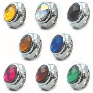Relojes de Anillo Ajustables de Talla Única, Reloj de Dedo Elástico con Esfera Redonda de Cuarzo y Acero Inoxidable, Mini Reloj para Parejas, Regalo - Product Image 1