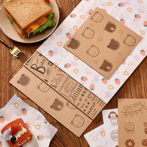 Customized Size Kraft Papertoast Packing Paper Fried Food Greaseproof Bread Paper <b>Wrap</b> for Sandwich - Product Image 6