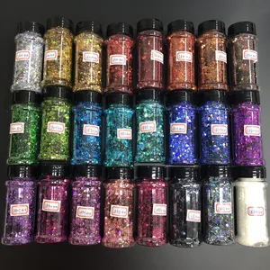 Penjualan Laris Campuran Holografik Chunky Body Glitter Grosir 24 Warna Dalam Shaker