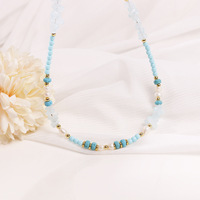 Ensemble collier et bracelet en pierre de lave, aventurine bleue irrégulière, turquoise bleue et perles baroques, pour petite amie, mère, sœur