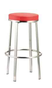 Tabouret de cuisine en cuir véritable Tabouret de <span class=keywords><strong>bar</strong></span> Chaise de <span class=keywords><strong>bar</strong></span> à <span class=keywords><strong>4</strong></span> pieds Pivotant fixe Acier inoxydable Cuir synthétique Rouge Siège pivotant moderne - Product Image 3