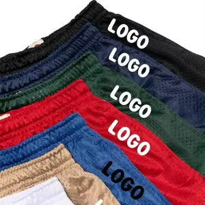 Toptan yüksek kalite özel Logo örgü şort erkek Fit Polyester şort Sweatpants yaz plaj erkek sıkıştırma örgü şort