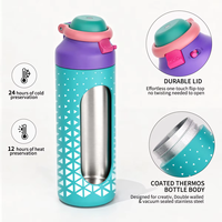 Bouteille d'eau en acier inoxydable 304 avec paille, couvercle 2-en-1 à ouverture rapide, double paroi isolée sous vide, anti-fuite, pour sport et voyage