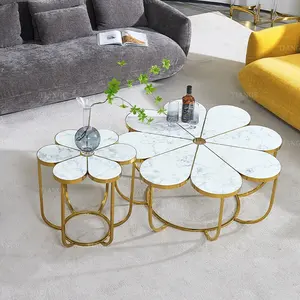 Luxus Wohnzimmer Apartment Designer Möbel Große Blütenblatt Form Marmor Couch tisch