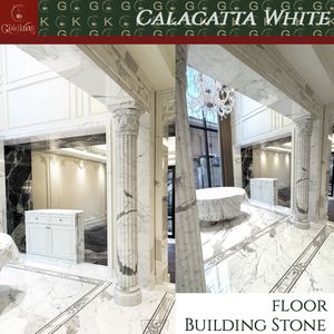 Colonne Romane in Marmo Bianco Calacatta di Precisione GOLDKING con Venature Grigie Uniche in Cristallo per Facciata in Stile Palazzo e Lobby di Villa - Product Image 3