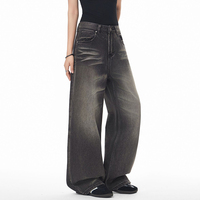 Ensemble de jeans pour hommes, nouveau style rétro américain, jeans délavés à effet poils de chat, coupe droite - Pantalons décontractés amples à jambes larges pour hommes et femmes