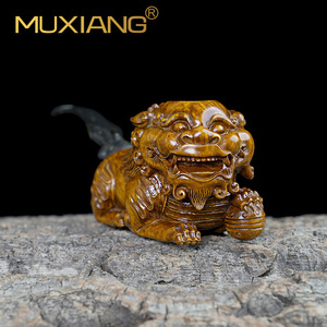 Muxiang Hand Carved Wooden Pixiu Figurine For Decoration And Gift - Product Image 2