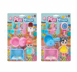 Ensemble de jouets de cuisine pour filles, jeu d'imitation en plastique avec poupée et ustensiles, 3 ans et plus - Product Image 1