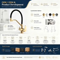 Robinet de cuisine purificateur d'eau double sortie en acier inoxydable 304 noir, plusieurs options disponibles, 3 voies, 4 voies, 5 voies, images et vidéo personnalisées