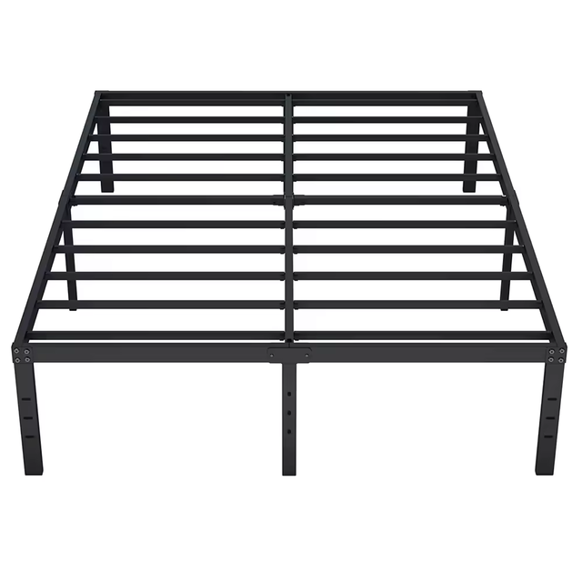 18" Under Bed Storage Folding Wooden Slatted Metal Platform Slat Bed Frame Sturdy Steel Frame