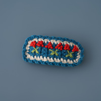 Barrette à cheveux artisanale tissée vintage brodée de petites fleurs en fil tricoté, accessoires pour cheveux pour enfants et bébés filles