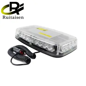 Ruiaisen-Barra de luces estroboscópica con Base magnética, luz de advertencia de emergencia de 12V, 4 LED