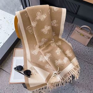 Écharpe Jacquard Double Face Épaisse de Haute Qualité, Grand Châle Hiver Papillon Mignon pour Femme YHK0031 - Product Image 3