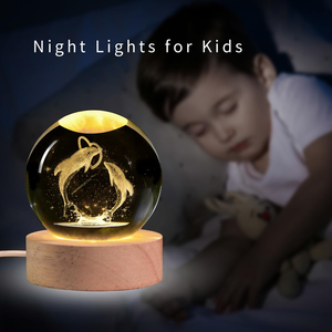 Lámpara Nocturna de Cristal con Sistema Solar LED, Base de Madera, Arte 3D, Grabado de Planetas, Luz Blanca Cálida, Alimentación USB 5V, Pequeña, para Uso Doméstico - Product Image 3
