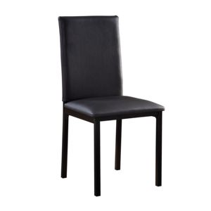 Meubles de salon contemporains DB Lot de 4 chaises de salle à manger en similicuir noir avec cadre en métal pour salle à manger décontractée - Product Image 1